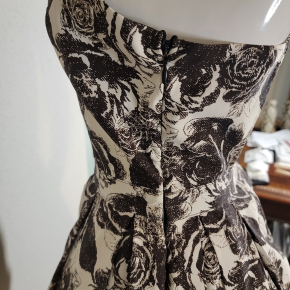 Forever 21 Spaghetti Black White Dress Small Cocktail‎ Formal Party Roses - Picture 7 of 9